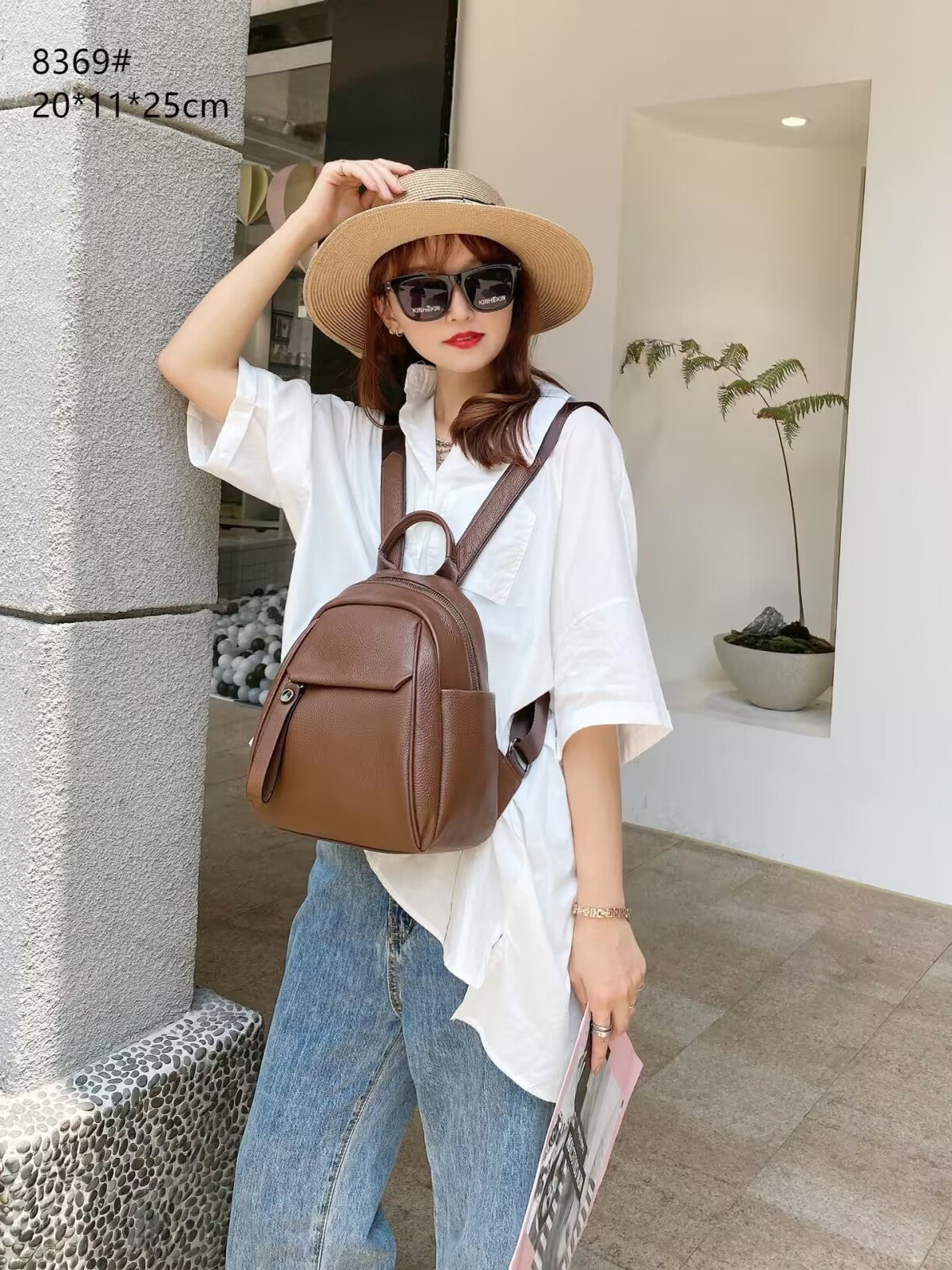Women's Korean Soft Leather Fashion Artistic Women's Backpack