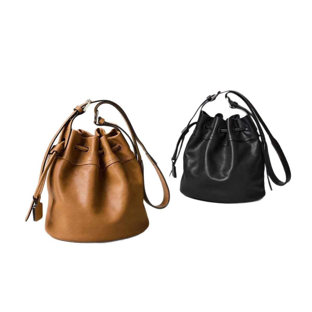 Vegetable Tanned Sheepskin Drawstring Commute Pouch Female Bags