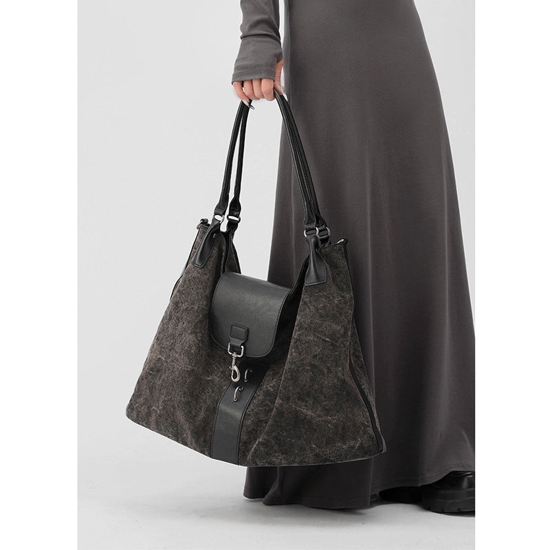 Large Capacity Distressed Canvas Stylish Lightweight Tote Bags