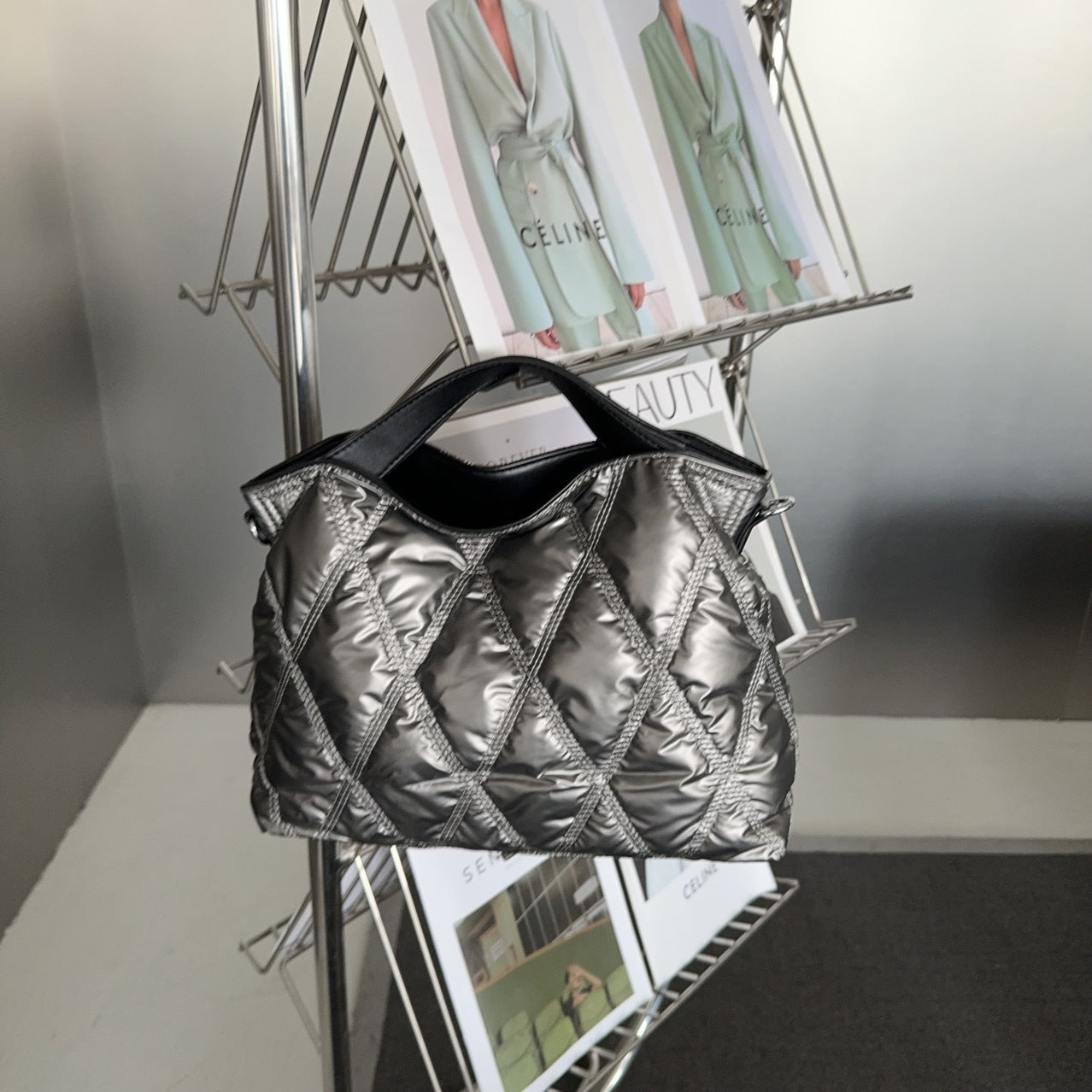 Embroidery Thread Diamond Quilted Retro Easy Matching Commuter High Women's Shoulder Bag