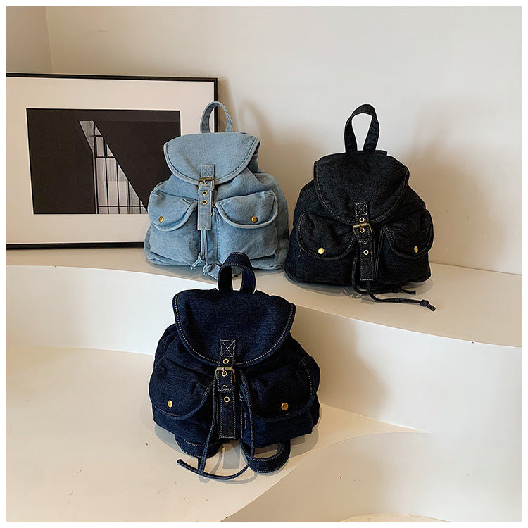 Women's Korean Style Denim Large Capacity Portable Backpacks
