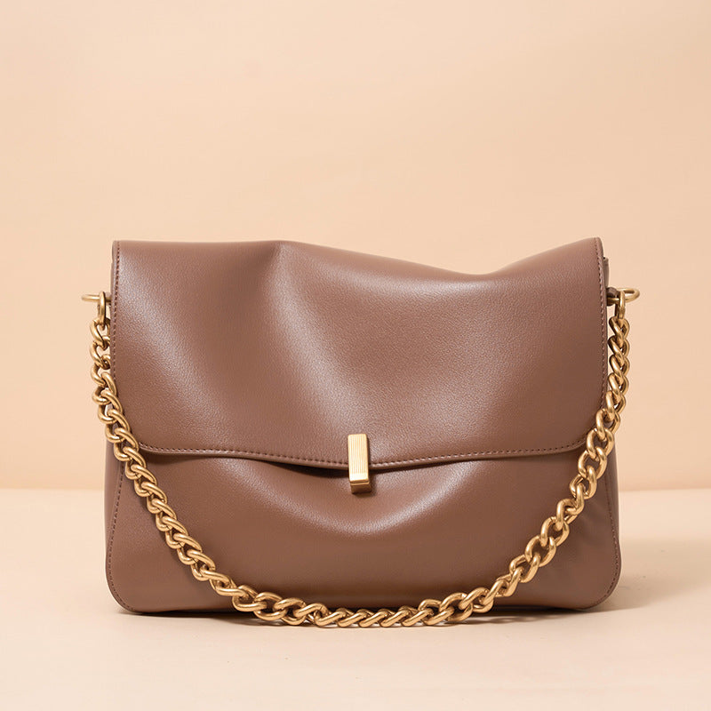 Cowhide Large Female Niche High-grade Chain Capacity Women's Shoulder Bag