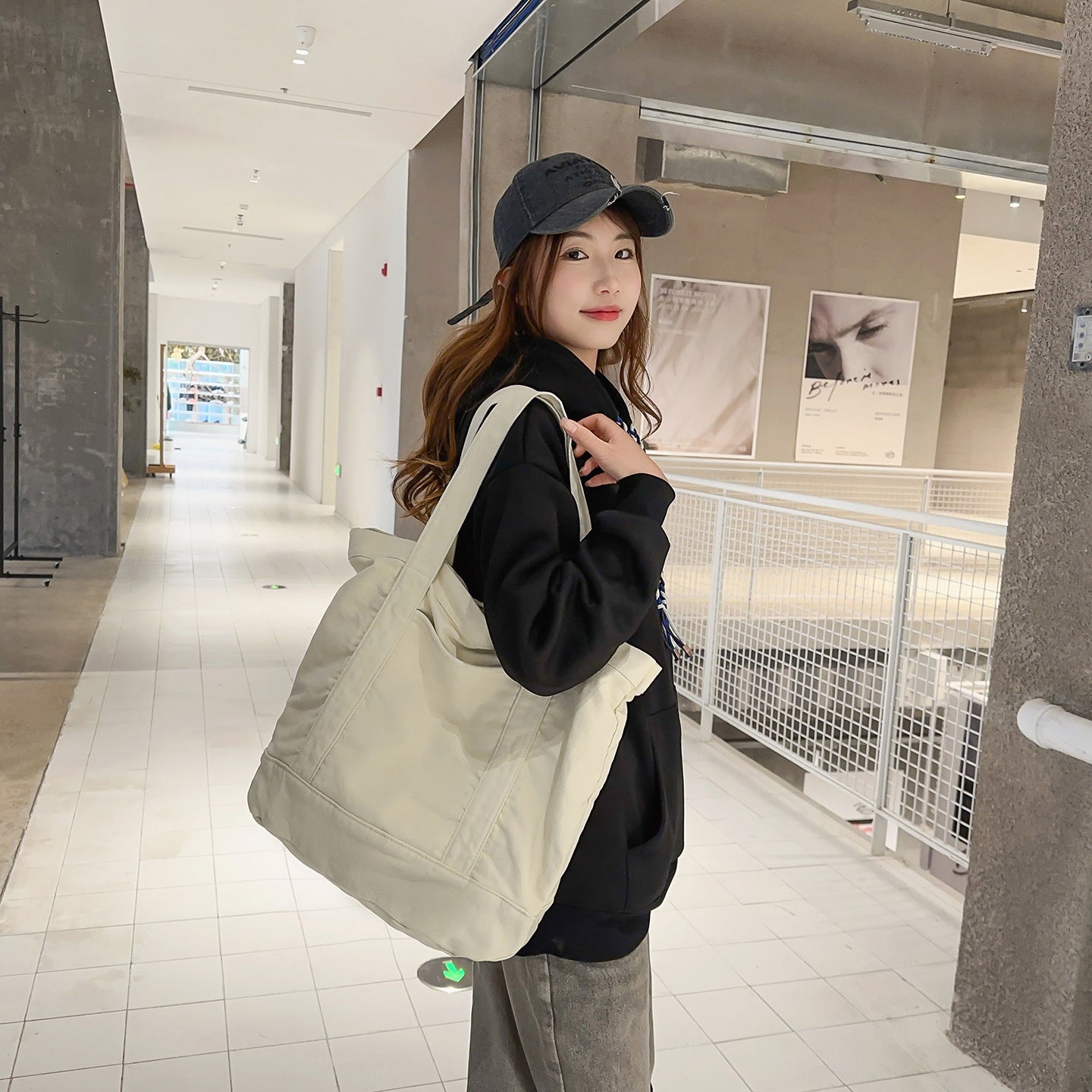 Large Capacity Washed Canvas Leisure Class Tote Bags