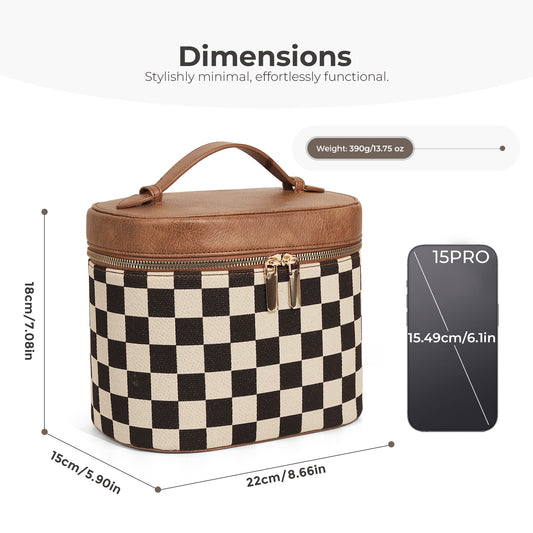 Women's Chessboard Grid Light Luxury Portable Toiletry Storage Bags