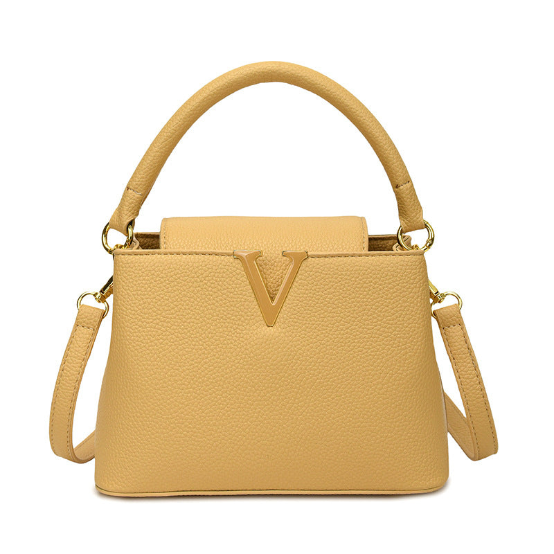 Women's Lychee Pattern Autumn Fashion Detachable Strap Shoulder Bags