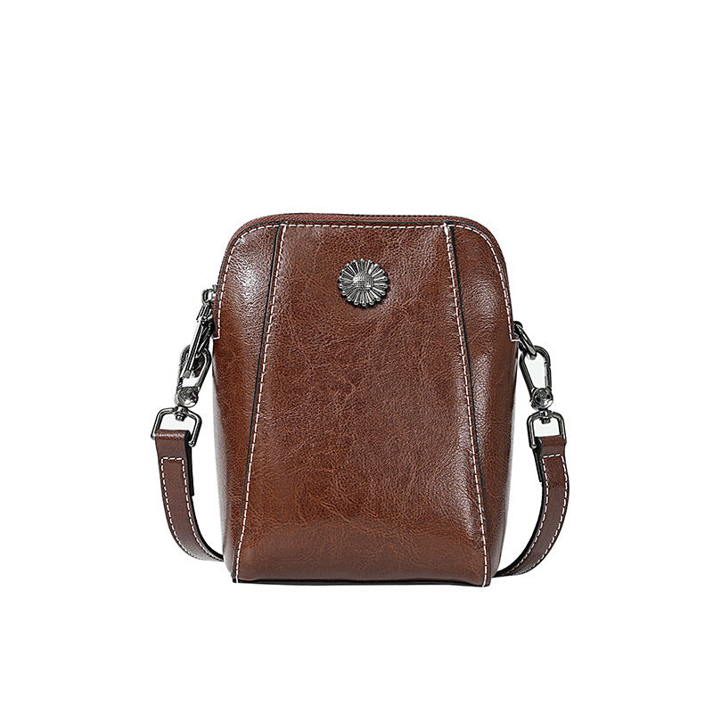 Women's Genuine Leather Fashion Niche Commuter Zipper Bags