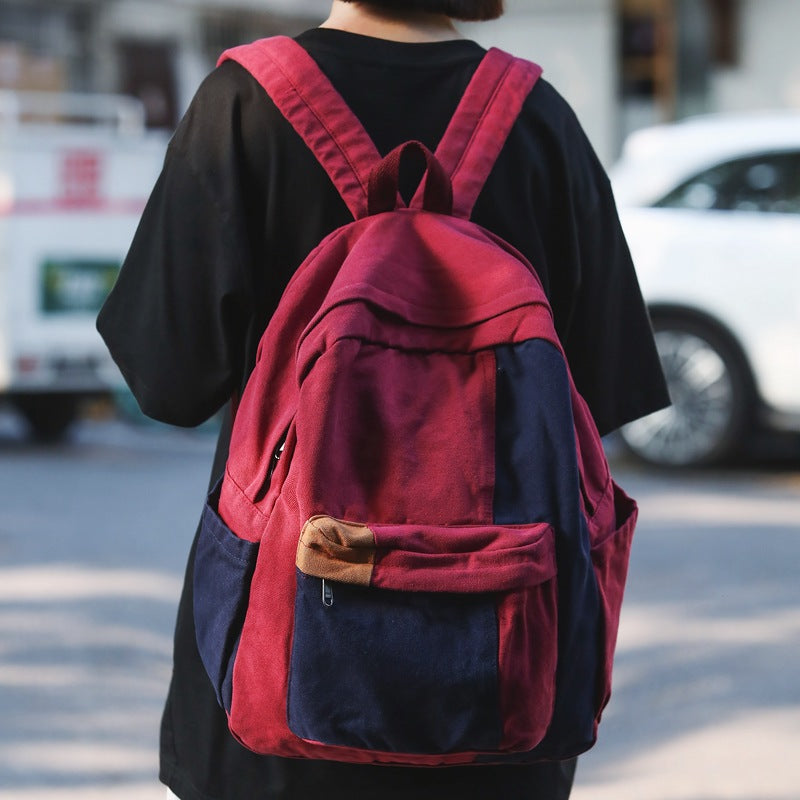Women's Mori Canvas Female Contrast Color Camp Backpacks