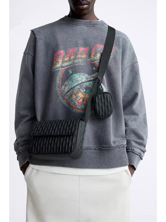 Classic Men's Indentation Adhesive Fashion Korean Men's Messenger Bag