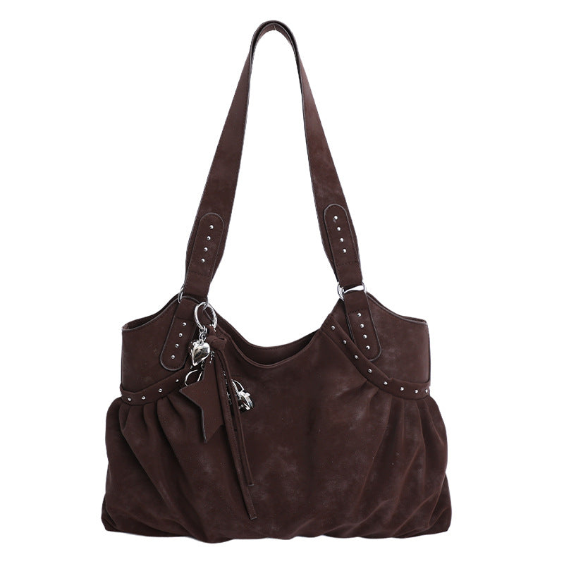 Women's Korean Style Lazy Large Capacity Retro Frosted Handbags