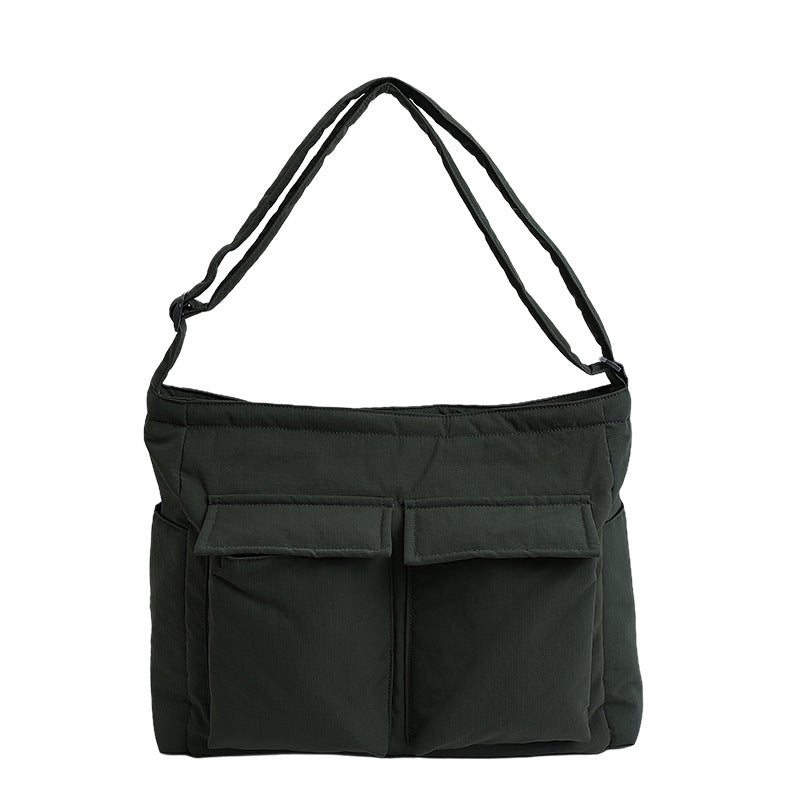 College Solid Color Commuter Super Light Large Capacity Class Nylon Shoulder Bags
