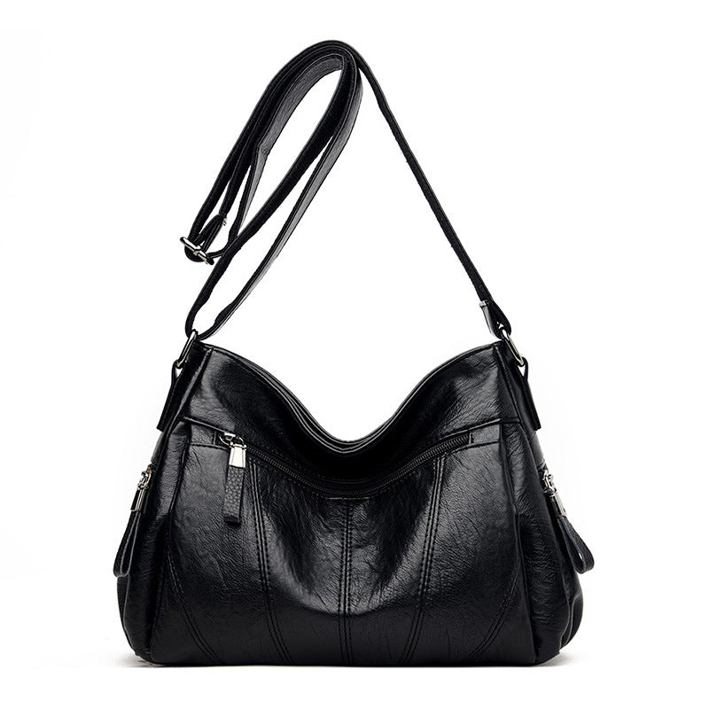 Women's Washed Soft Leather Multifunctional Large Capacity Women's Messenger Bag