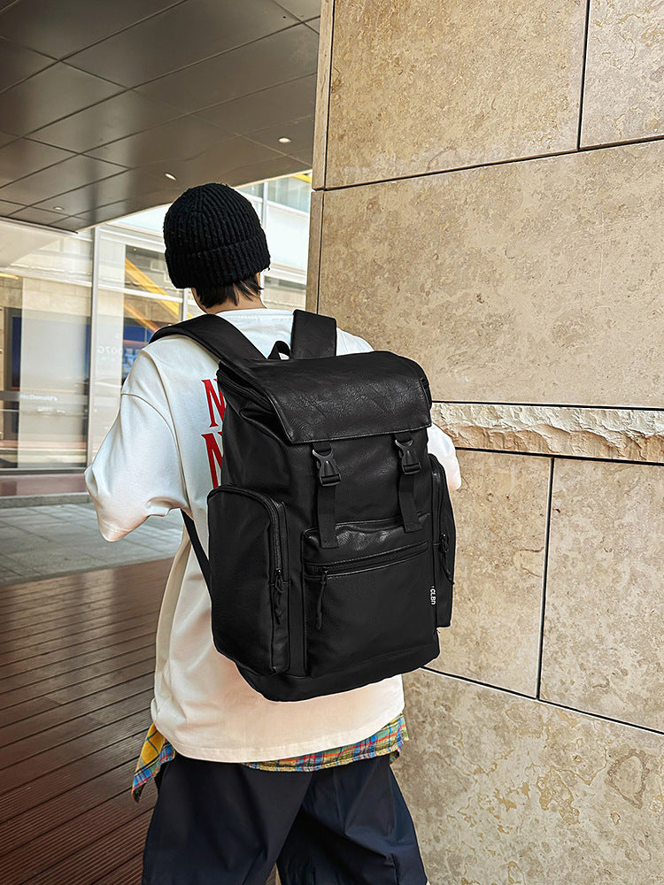 Women's & Men's High College Business Leather Large Capacity Leisure Backpack