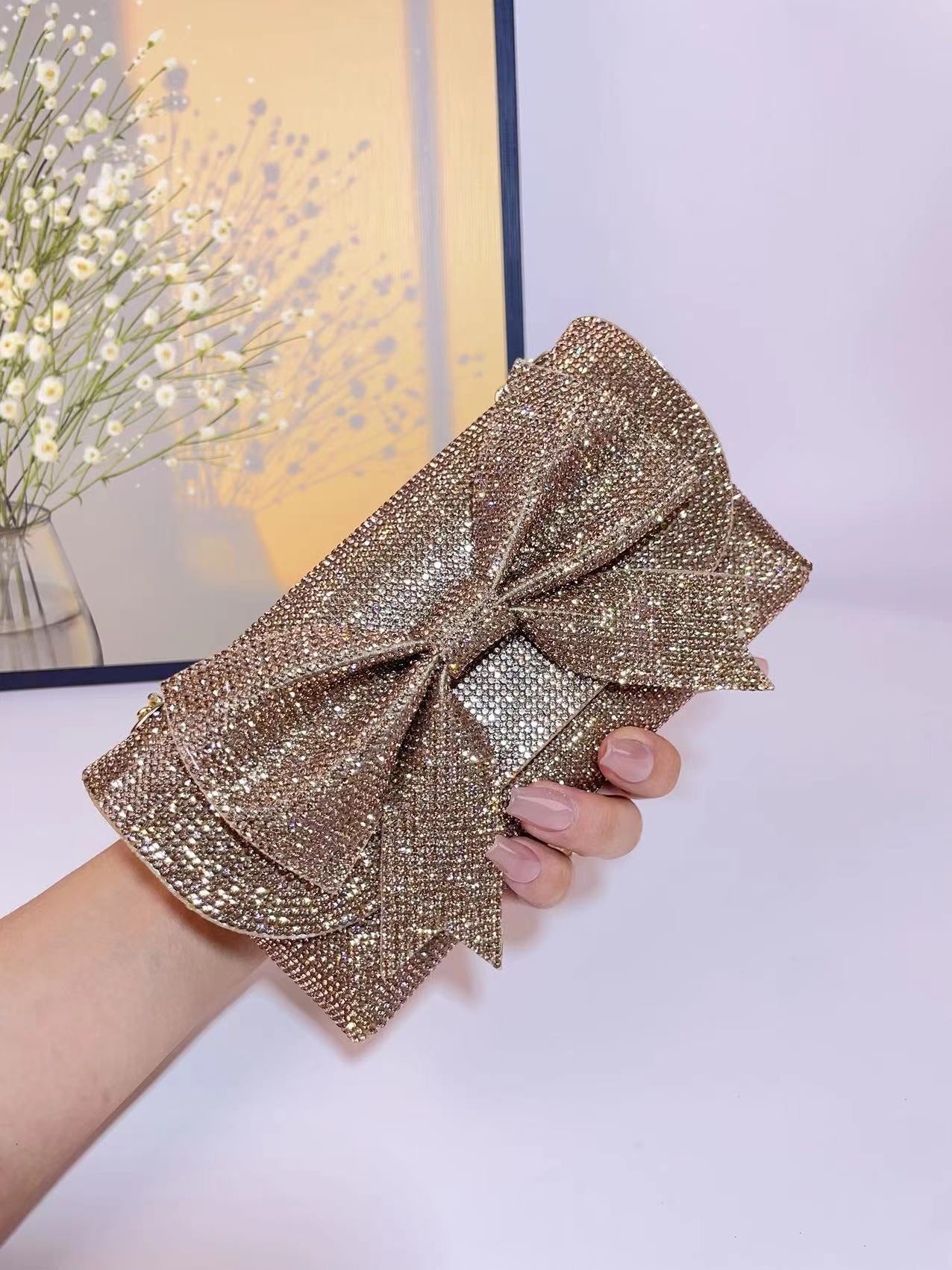 Unique New Rhinestone High-grade Bow Shiny Bags