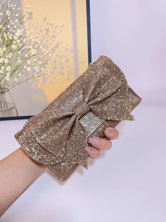 Unique New Rhinestone High-grade Bow Shiny Bags