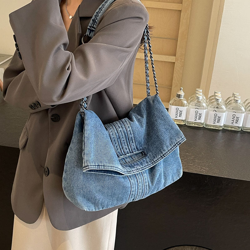 Women's Style Denim Chain One Commuter Large Capacity Women's Messenger Bag