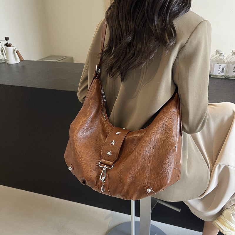 Women's Large Capacity Fashion Retro Niche Dumpling Tote Bag