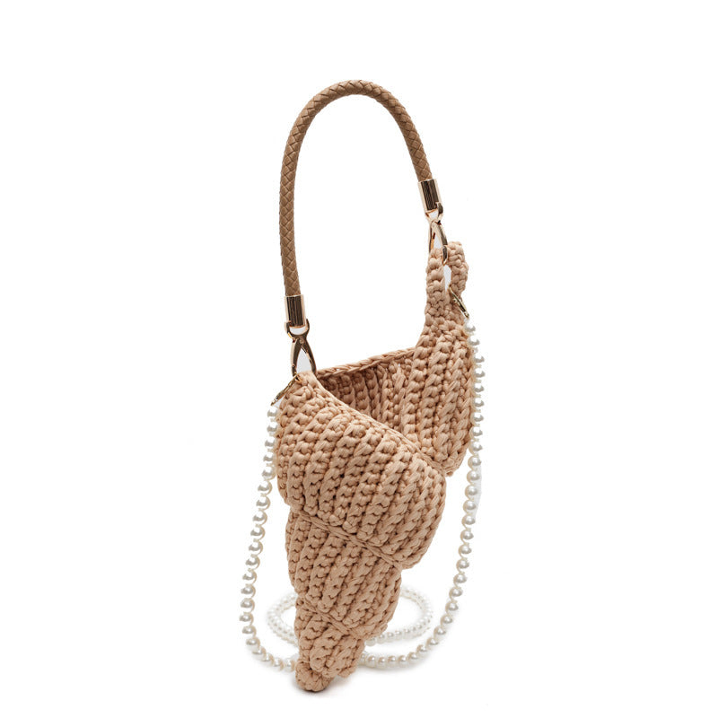 Women's Hollow Crocheted Large Capacity Wool Conch Style Vacation Women's Shoulder Bag
