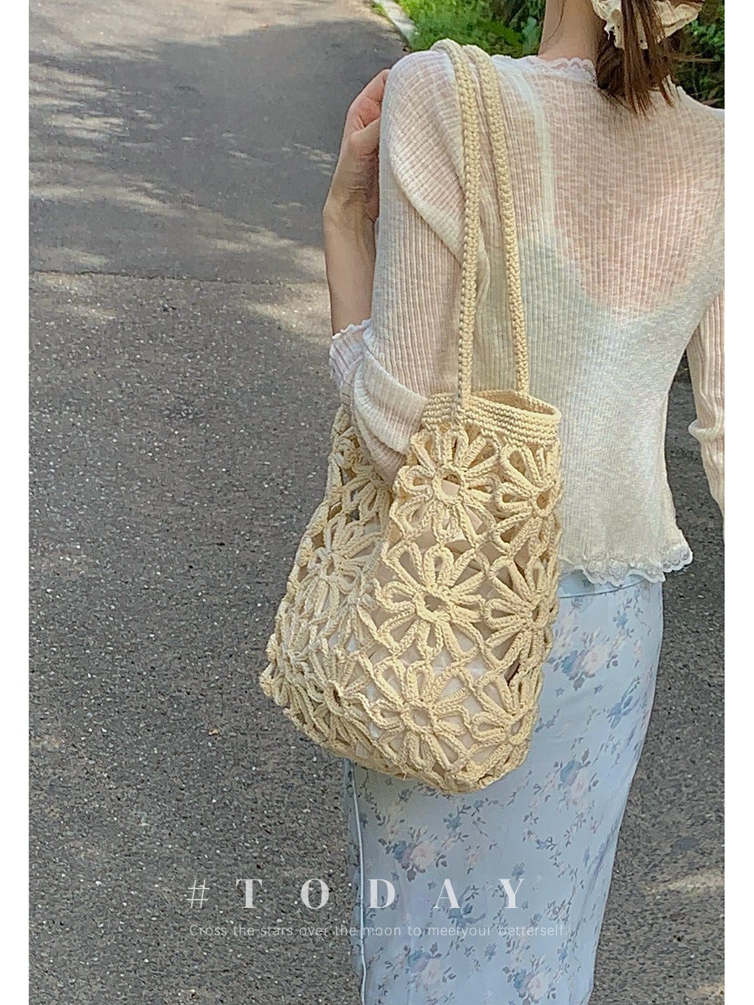 Women's Niche Pastoral Style Woven Large Capacity Underarm Bag