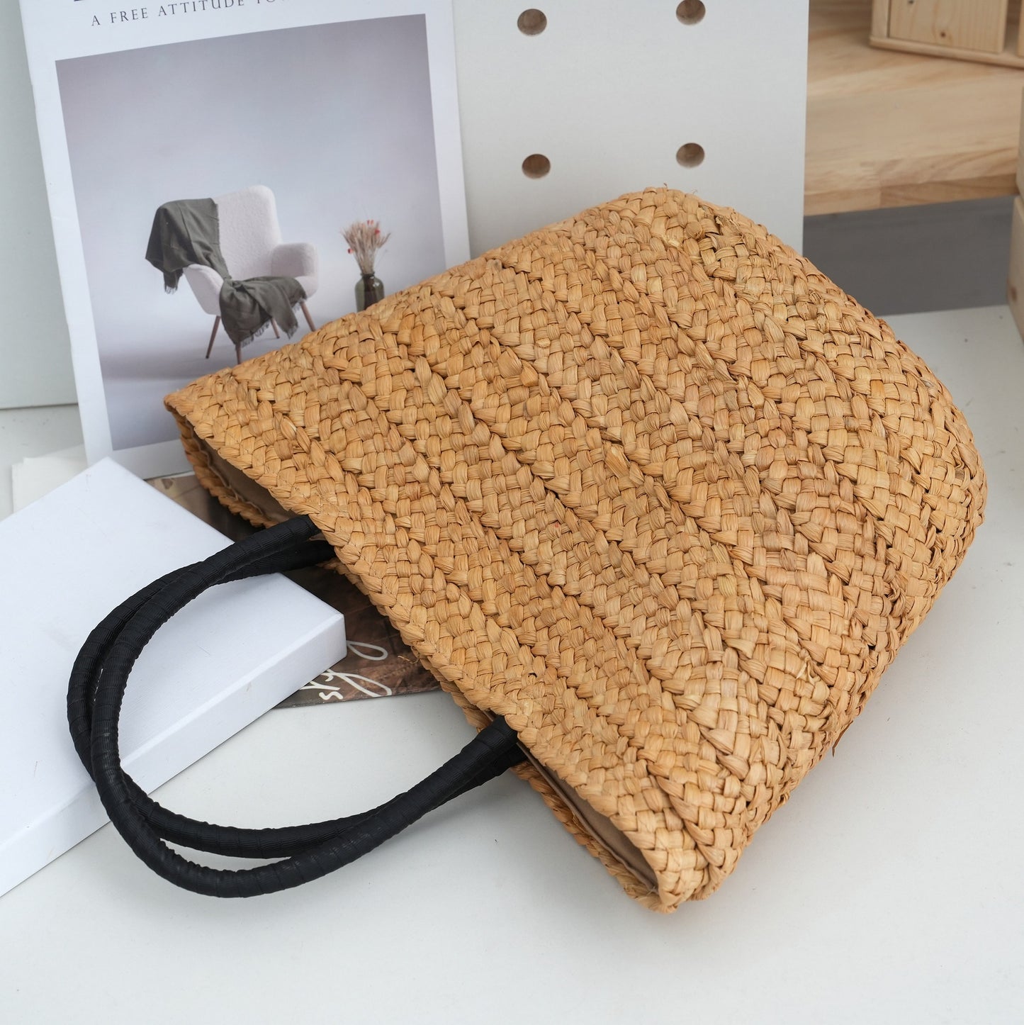 Straw Vacation Summer Connector Versatile Style Women's Handbag