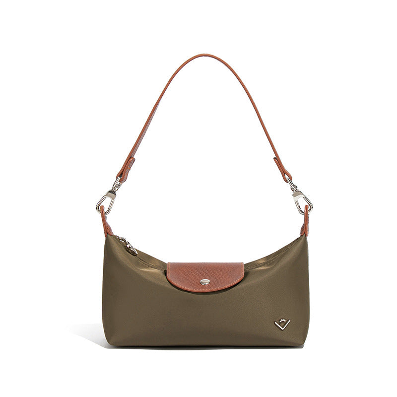 Women's Color Contrast Patchwork Nylon Flip Dumpling Lunch Underarm Bag