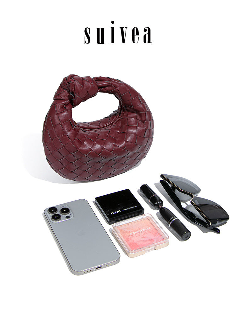 Fashion Woven Croissant Mini Knotted Versatile Exquisite Hand Carrying Dumpling Women's Handbag