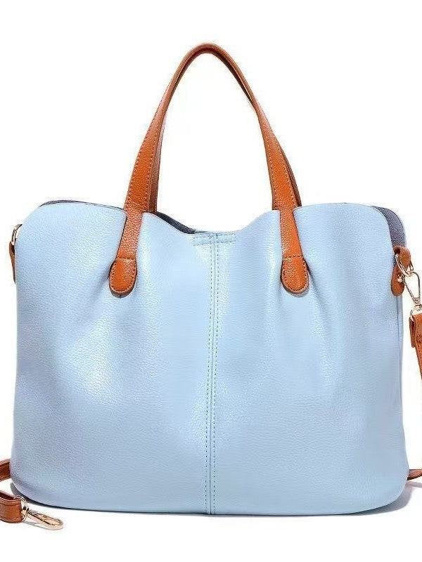 Women's Totes Contrast Color Soft Leather Niche Women's Shoulder Bag