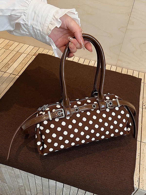 Women's High Texture Trendy Polka Dot Top Handled Baguette Pillow Bags