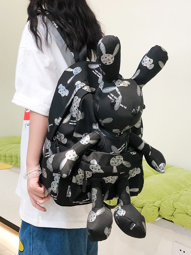 Stylish Doll Cute Rabbit Cartoon Three-dimensional Leisure Backpack