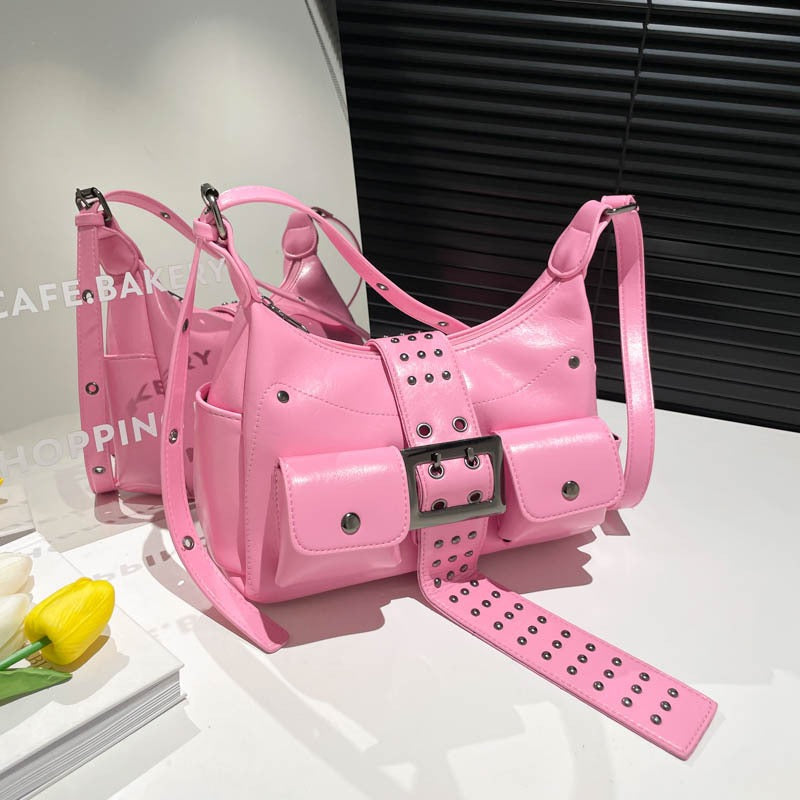 Designer Punk Hot Rivet Fashion Motorcycle Underarm Bag