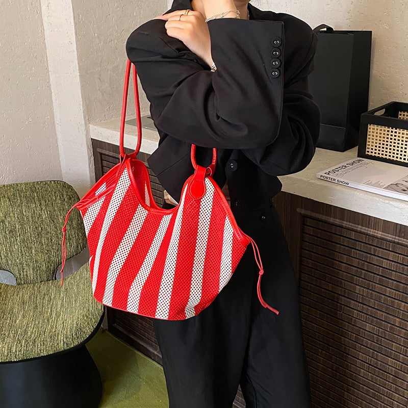 Design Large Capacity Totes Fashion Stripe Handbags