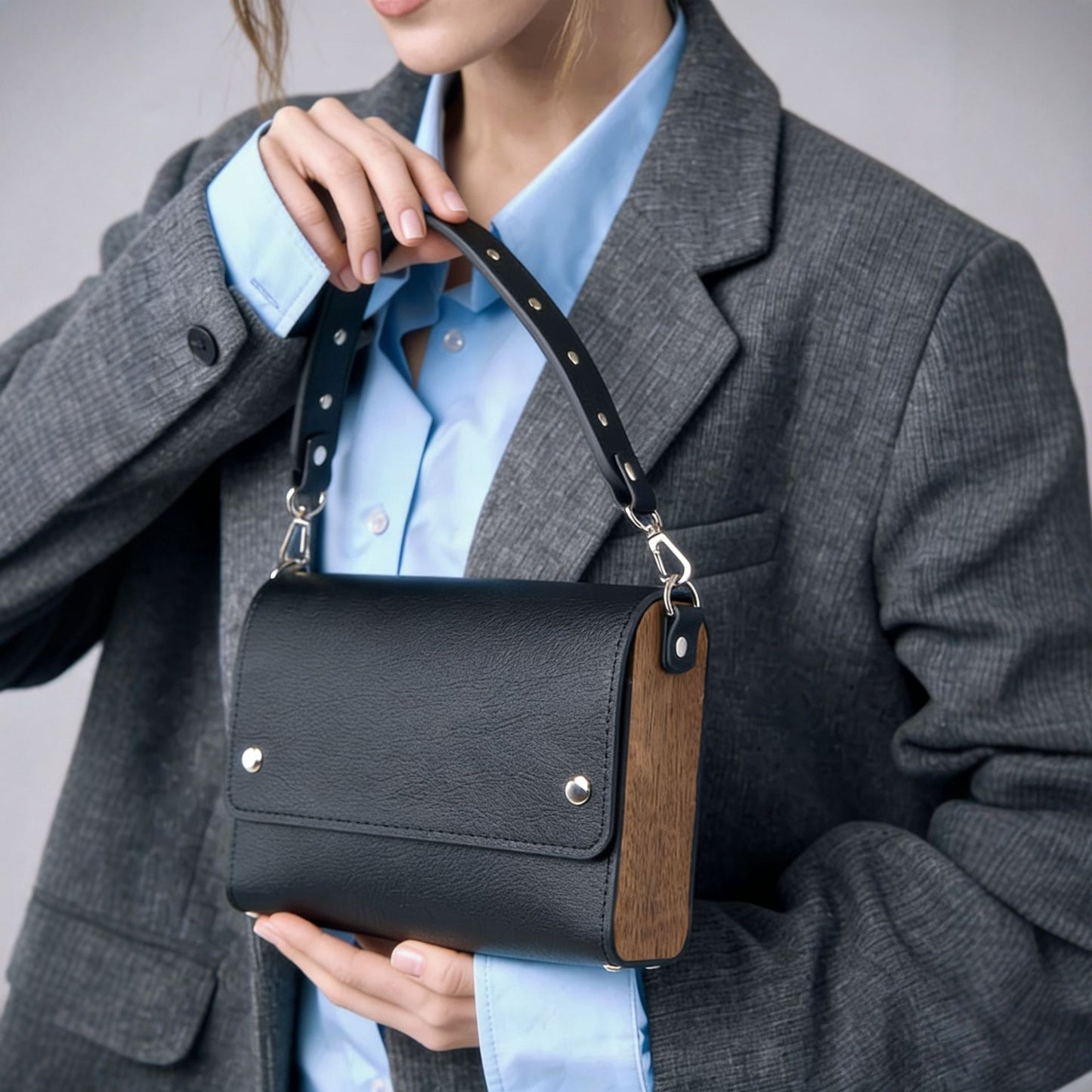 Fashion Popular Wood Lychee Pattern Box Bags