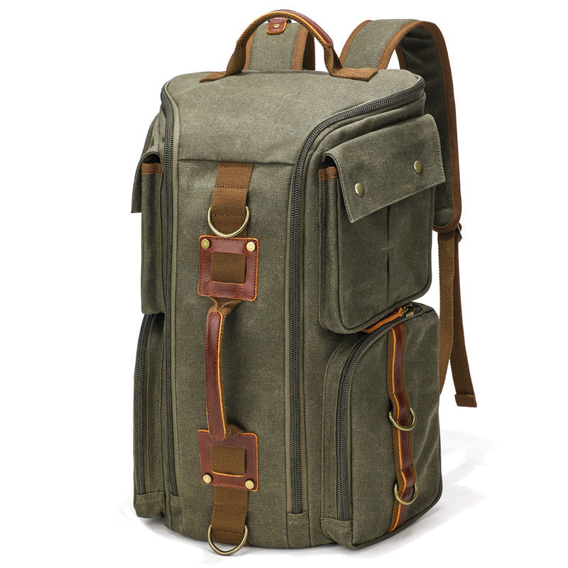 Men's Canvas Vintage Waterproof Large Capacity Computer Leisure Backpack