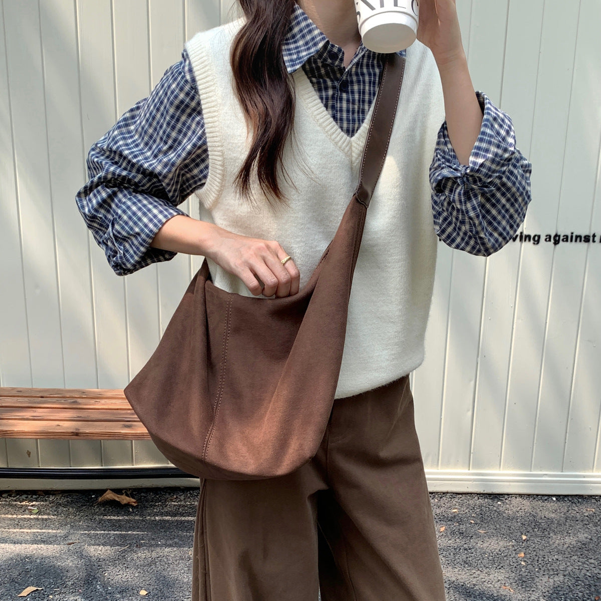Suede Niche Retro Dumpling Large Capacity Bags