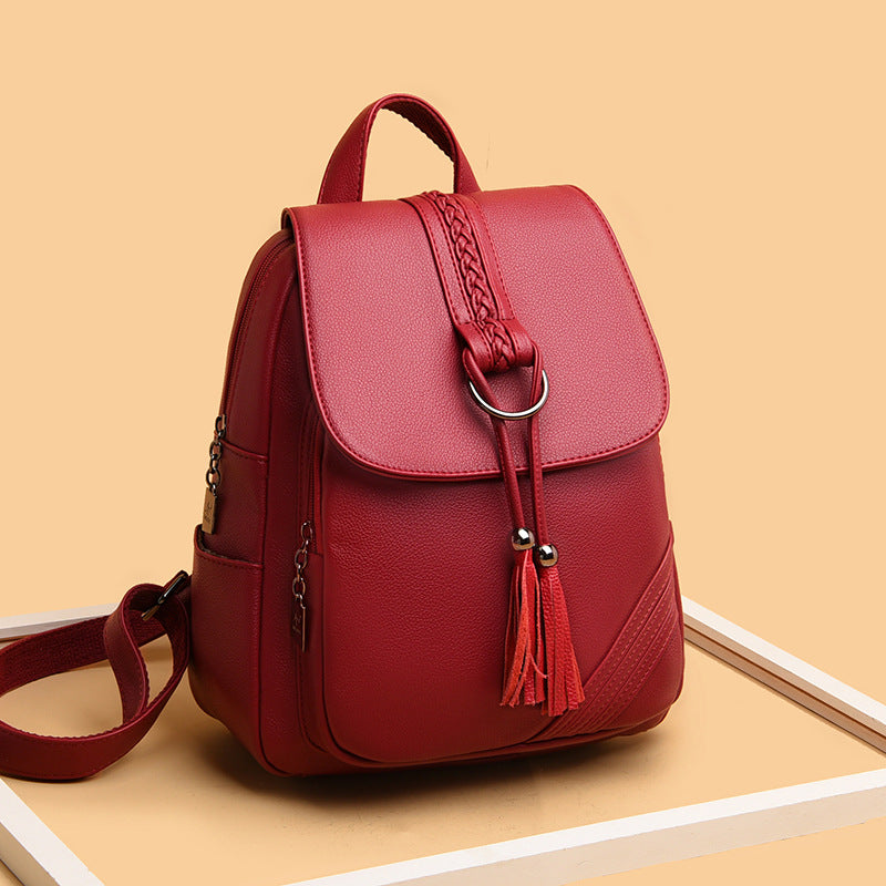 Women's Spring Texture Korean Fashion Simple Large Women's Backpack