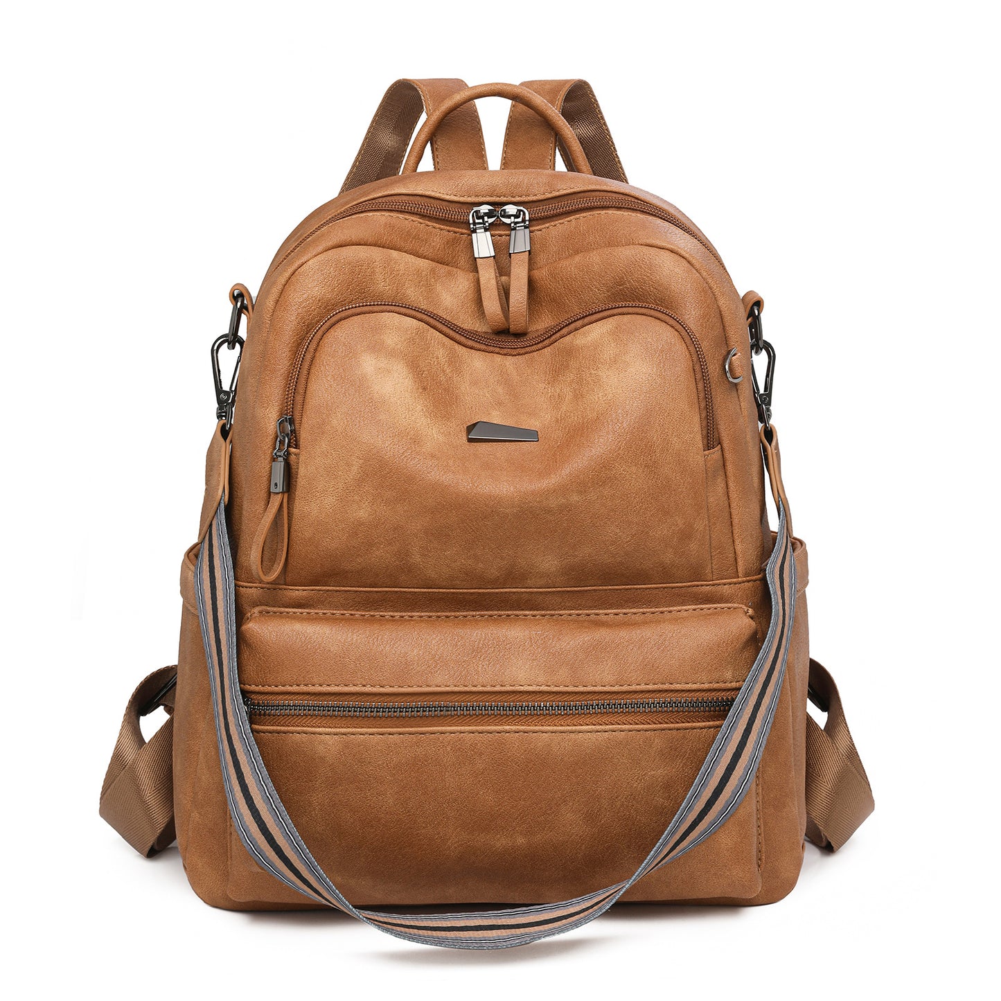 Women's Fashionable Korean Style Versatile Fashion Soft Leather Large Backpacks