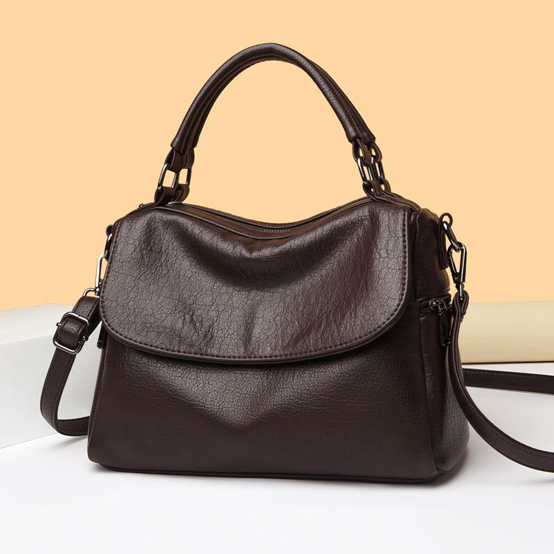 Women's Boston Fashionable Portable Soft Leather Large Women's Handbag