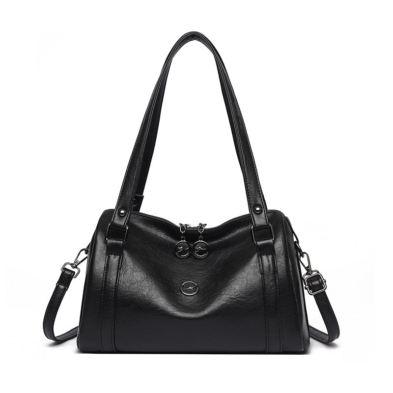 Women's Boston Pillow Soft Leather Leisure Commute Large Capacity Women's Messenger Bag