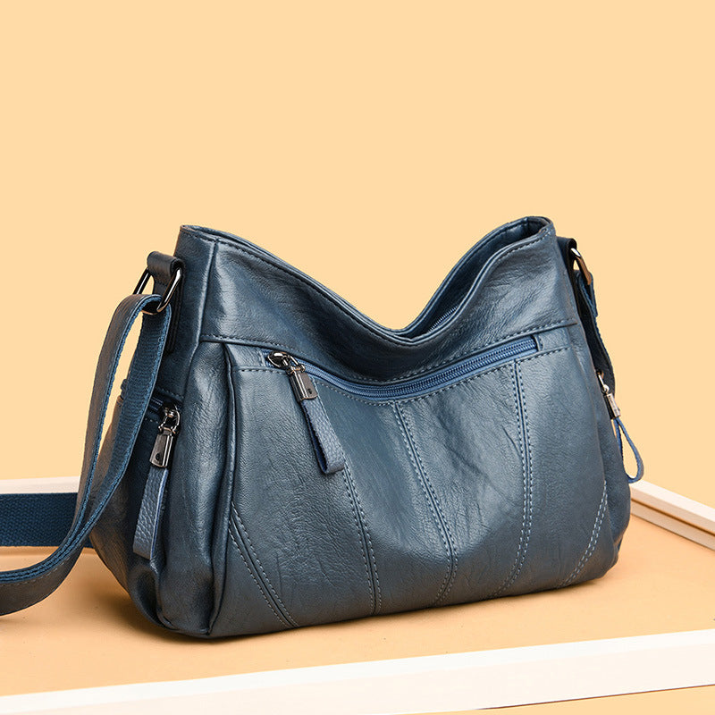 Women's Washed Soft Leather Multifunctional Large Capacity Women's Messenger Bag