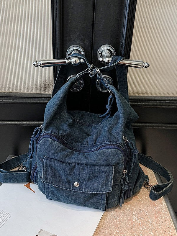 Innovative Fashion Women's Commuter Textured Denim Bucket Bags