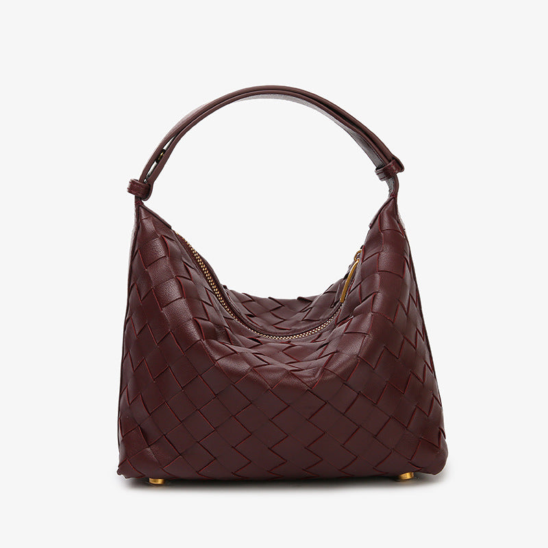 Women's Lunch Box Large Capacity Commuter Hand-woven Sheepskin Underarm Bags