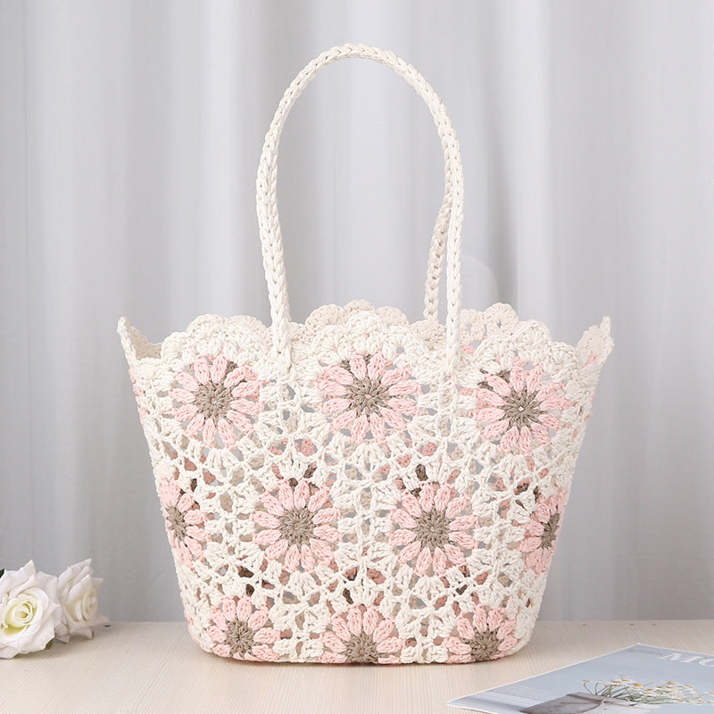Women's Crocheted Handmade Hollow Pattern Woven Knitted Women's Shoulder Bag
