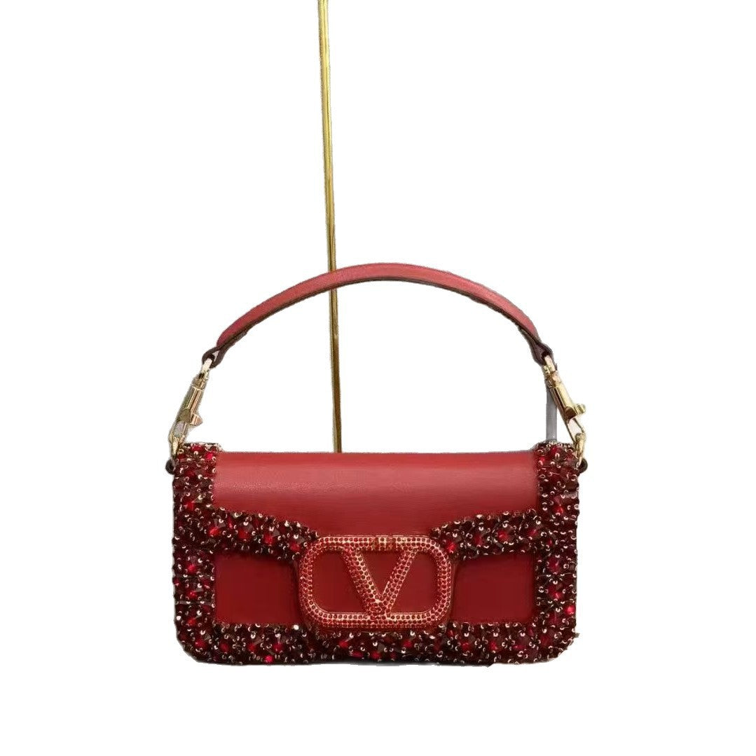 Women's Retro Sequin Drill Chain Fashion Genuine Women's Messenger Bag
