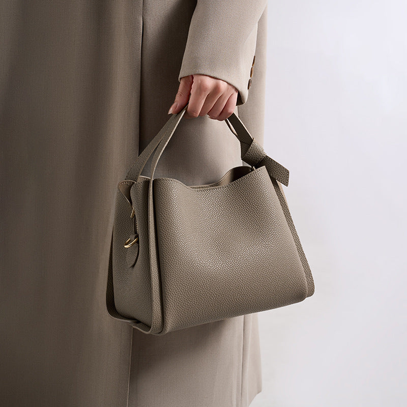 Women's Popular Texture Large Capacity Portable Elegant Bucket Bag
