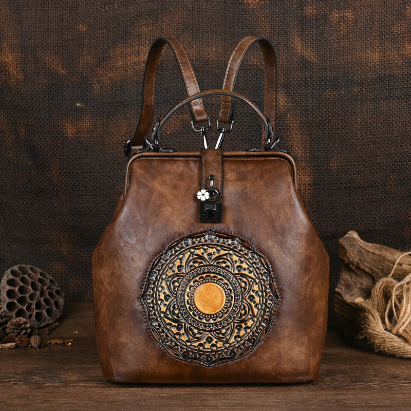 Women's Embossing Urban Simple Style Leisure Hand-rub Women's Backpack
