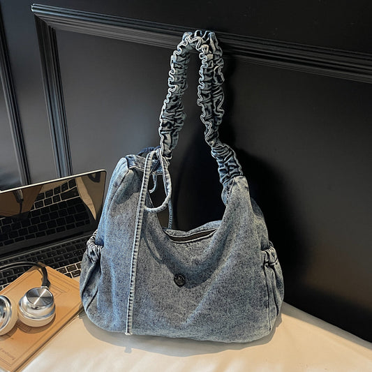 Women's Dumpling Large Capacity Lightweight Canvas Denim Bucket Bag