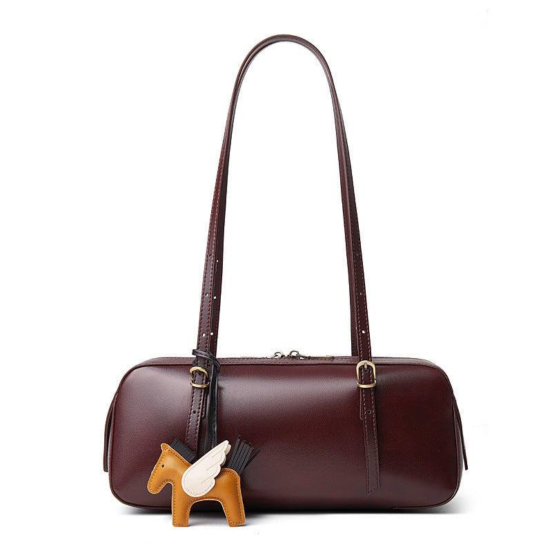 Women's Leather Underarm Retro Bowling Niche Vegetable Bags
