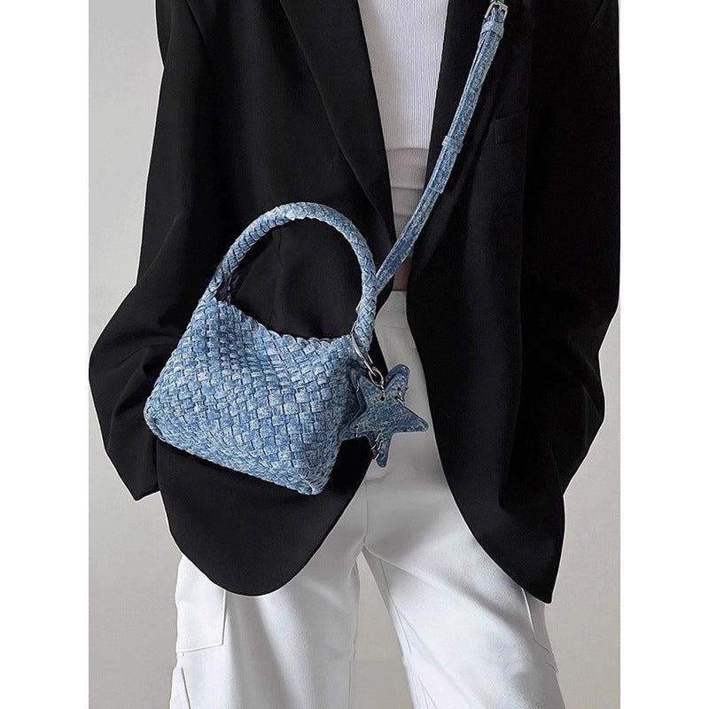 Hand-woven Starry Washed Denim Everyday Joker Women's Shoulder Bag
