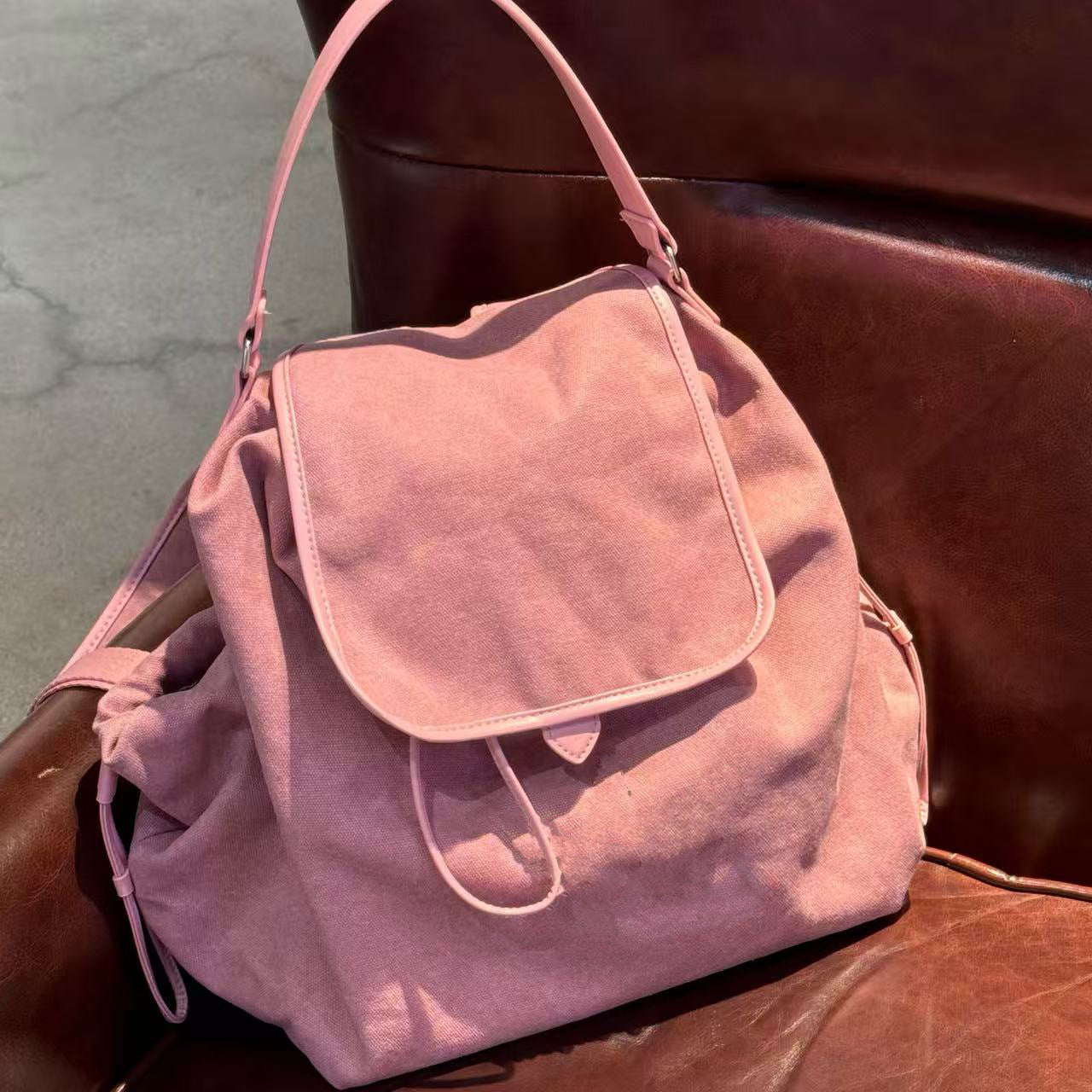 Women's Adi Clover Fashion Commuter Stringed Pearls Canvas Backpacks