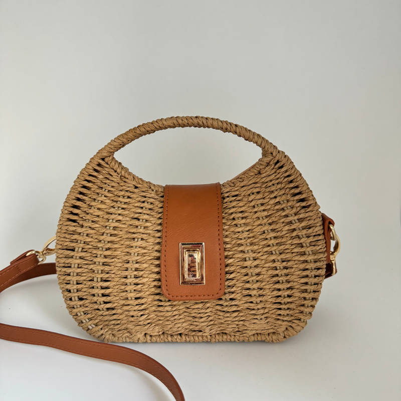 Fashion Frame Woven Hand Paper String Simple Bags