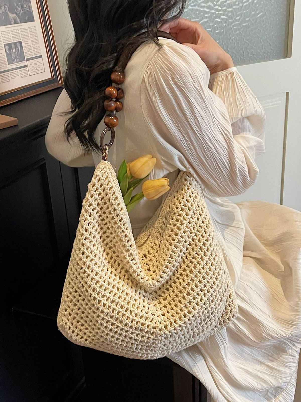 Women's Seaside Vacation Style Fashion Beach Woven Large Capacity Shoulder Bags